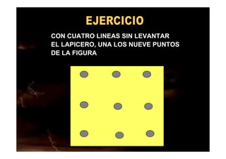 DR. EDGAR ESLAVA ARNAO 3
CON CUATRO LINEAS SIN LEVANTAR
EL LAPICERO, UNA LOS NUEVE PUNTOS
DE LA FIGURA
 