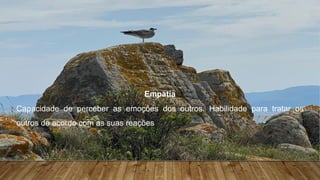 Teorias da Motivação – Implicações práticas para os lideres
Empatia
Capacidade de perceber as emoções dos outros. Habilidade para tratar os
outros de acordo com as suas reações
 