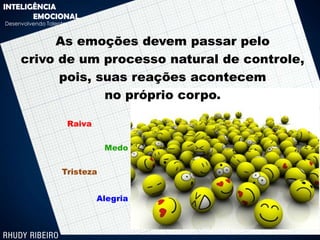 INTELIGÊNCIA
       EMOCIONAL
Desenvolvendo Talentos


          As emoções devem passar pelo
     crivo de um processo natural de controle,
           pois, suas reações acontecem
                  no próprio corpo.

                     Raiva


                              Medo


                   Tristeza


                             Alegria
 