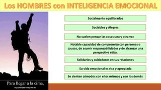 Socialmente equilibrados
Sociables y Alegres
No suelen pensar las cosas una y otra vez
Notable capacidad de compromiso con personas o
causas, de asumir responsabilidades y de alcanzar una
perspectiva ética.
Solidarios y cuidadosos en sus relaciones
Su vida emocional es rica y apropiada
Se sienten cómodos con ellos mismos y con los demás
 