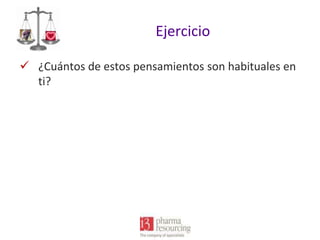 Ejercicio
 ¿Cuántos de estos pensamientos son habituales en
ti?

 