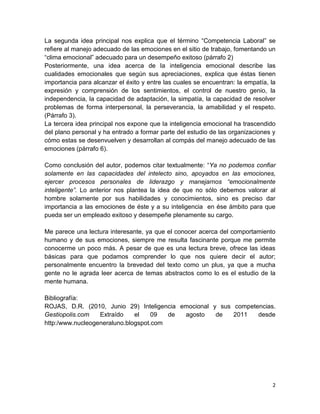 Inteligencia emocional y sus competencias