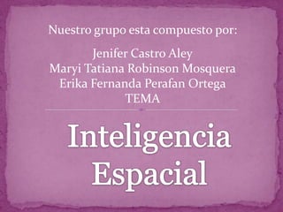 Nuestro grupo esta compuesto por:
Jenifer Castro Aley
Maryi Tatiana Robinson Mosquera
Erika Fernanda Perafan Ortega
TEMA
 