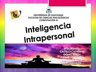 UNIVERSIDAD DE GUAYAQUIL
FACULTAD DE CIENCIAS PSICOLÓGICAS
COMPUTACIÓN III
 