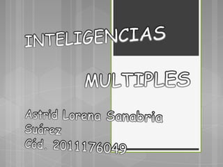 INTELIGENCIAS          MULTIPLES Astrid Lorena Sanabria Suárez   Cód. 2011176049 