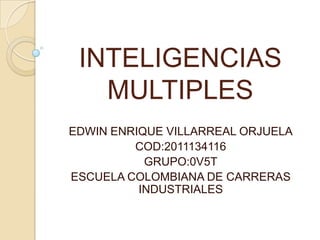 INTELIGENCIAS MULTIPLES EDWIN ENRIQUE VILLARREAL ORJUELA COD:2011134116 GRUPO:0V5T ESCUELA COLOMBIANA DE CARRERAS INDUSTRIALES 