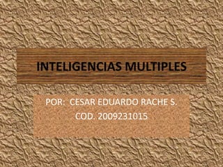 INTELIGENCIAS MULTIPLES

 POR: CESAR EDUARDO RACHE S.
       COD. 2009231015
 