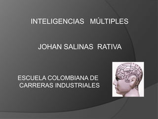 INTELIGENCIAS MÚLTIPLES


     JOHAN SALINAS RATIVA



ESCUELA COLOMBIANA DE
CARRERAS INDUSTRIALES
 