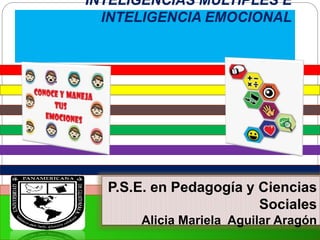 INTELIGENCIAS MÚLTIPLES E
INTELIGENCIA EMOCIONAL
P.S.E. en Pedagogía y Ciencias
Sociales
Alicia Mariela Aguilar Aragón
 