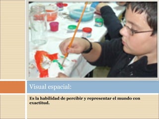 Es la habilidad de percibir y representar el mundo con exactitud. Visual espacial: 