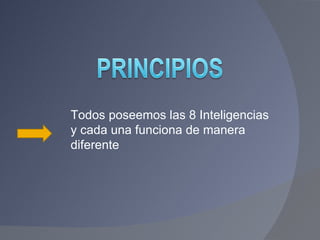 Todos poseemos las 8 Inteligencias y cada una funciona de manera diferente 