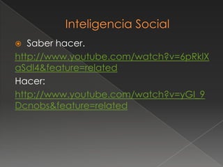   Saber hacer.
http://www.youtube.com/watch?v=6pRklX
aSdl4&feature=related
Hacer:
http://www.youtube.com/watch?v=yGI_9
Dcnobs&feature=related
 