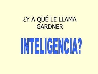 ¿Y A QUÉ LE LLAMA GARDNER INTELIGENCIA? 