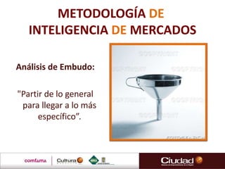 METODOLOGÍA DE
INTELIGENCIA DE MERCADOS
Análisis de Embudo:
"Partir de lo general
para llegar a lo más
específico”.
 
