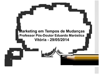 Marketing em Tempos de Mudanças
Professor Pós-Doutor Eduardo Maróstica
Vitória - 29/05/2014
 
