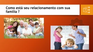 Como está seu relacionamento com sua
família ?
 