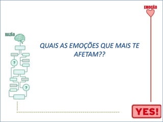 ----- 
QUAIS AS EMOÇÕES QUE MAIS TE 
AFETAM?? 
----------------------------------------------------- 
 