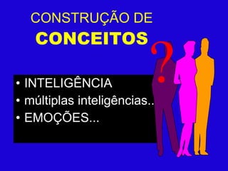 CONSTRUÇÃO DE  CONCEITOS INTELIGÊNCIA múltiplas inteligências... EMOÇÕES... ? 