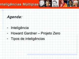 Agenda: Inteligência Howard Gardner – Projeto Zero Tipos de inteligências 