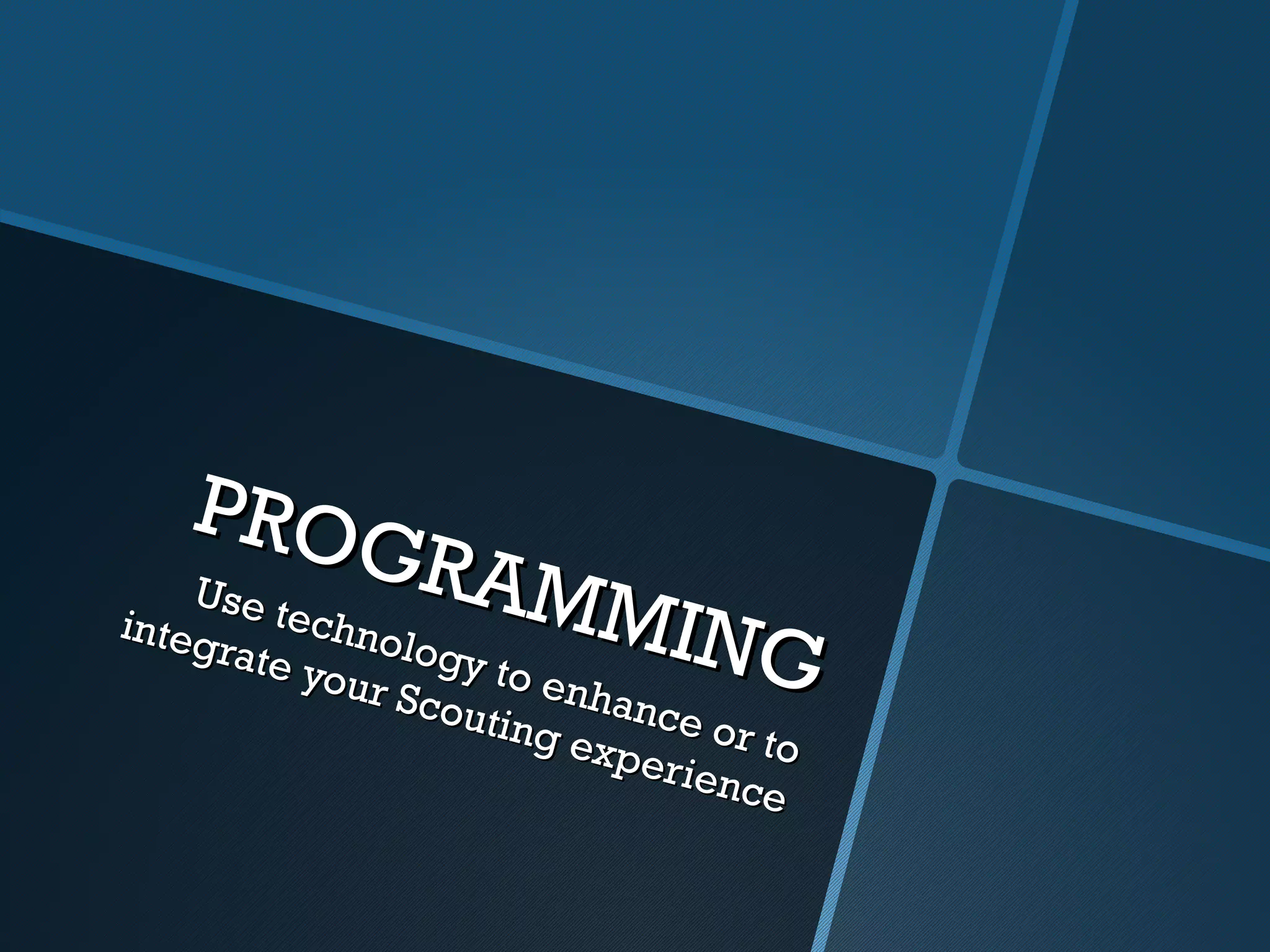 PRO
            GRA
    Use              MMI
integ techno
     rate
          you
        ur Sc
              logy
                   to e
                   e
                         NG
              outin nhance o
                   g ex
                        pe r i e r t o
                                nce
 