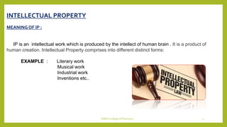 INTELLECTUAL PROPERTY
MEANING OF IP :
IP is an intellectual work which is produced by the intellect of human brain . It is...