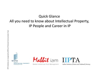 Quick Glance
                                                                              All you need to know about Intellectual Property,
                                                                                          IP People and Career in IP
                                                    ach Communication Tools
                                  y WIPO as IP Outrea
IIPTA initiatives are recognized by
 