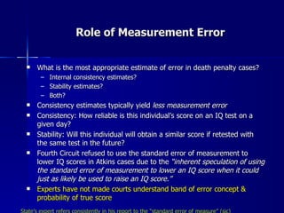 Role of Measurement Error <ul><li>What is the most appropriate estimate of error in death penalty cases? </li></ul><ul><ul...