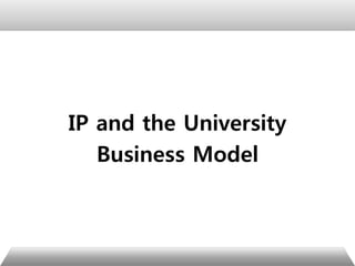 IP and the University
Business Model
 