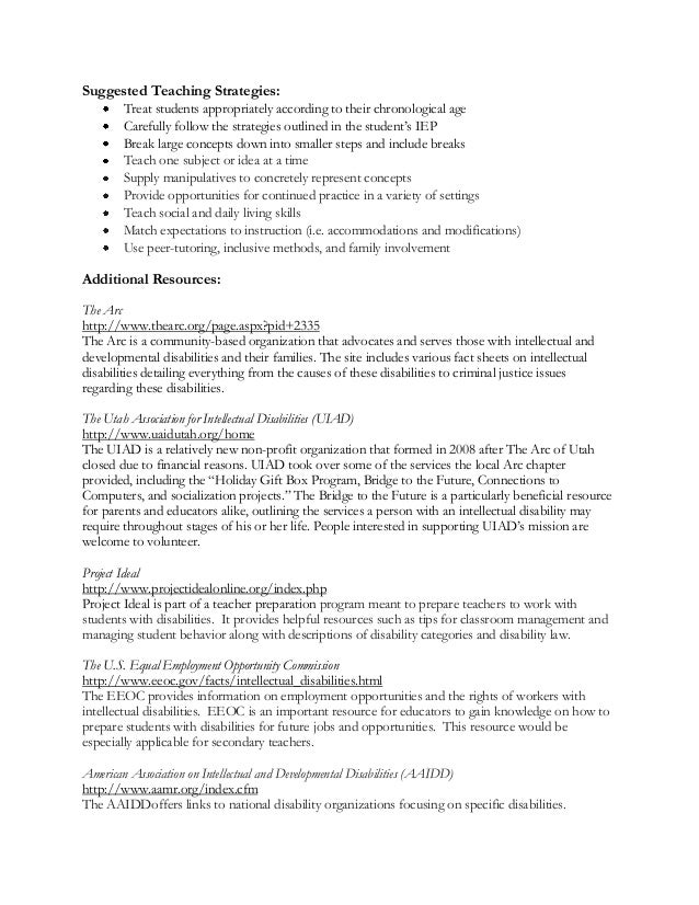 intellectual disability handout intellectual disability fact sheet