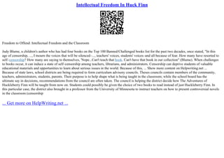 Intellectual Freedom In Huck Finn | PPT