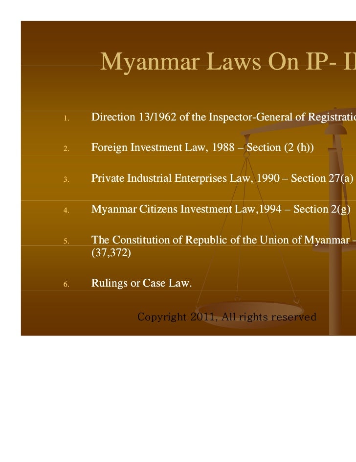 Intellectual property and its enforcement in Myanmar (Trademark)