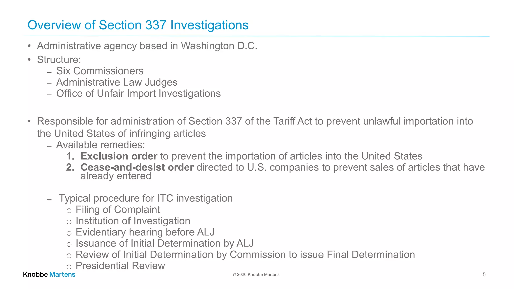 Intellectual property enforcement at the international trade commissi…