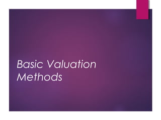 Basic Valuation
Methods
 