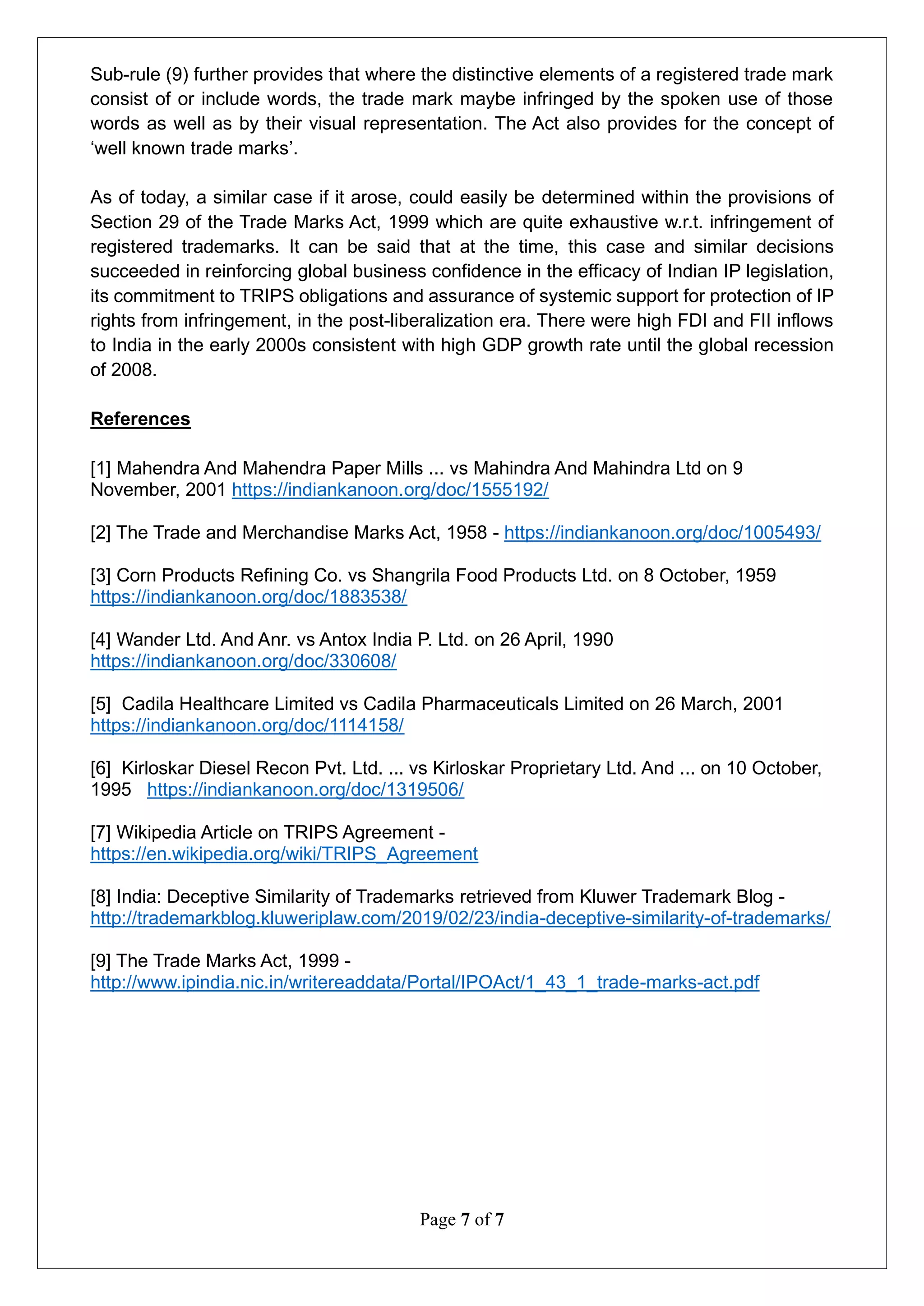Ip Reinforcement Intellectual property law trademark infringement - mahindra and ...