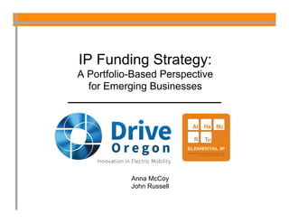 IP Funding Strategy:
A Portfolio-Based Perspective
for Emerging Businesses

Anna McCoy
John Russell

 