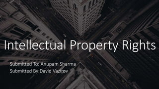 Intellectual Property Rights
Submitted To: Anupam Sharma
Submitted By:David Vazirov
 