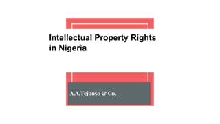 Intellectual Property Rights
in Nigeria
A.A.Tejuoso & Co.
 