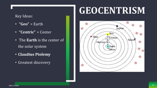 Add a Footer 23
Key Ideas:
• “Geo” = Earth
• “Centric” = Center
• The Earth is the center of
the solar system
• Claudius Ptolemy
• Greatest discovery
GEOCENTRISM
 