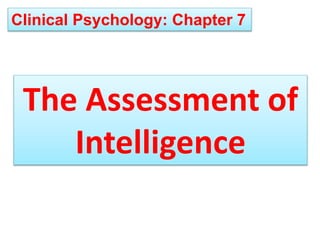 The Assessment of Intelligence | PPTX