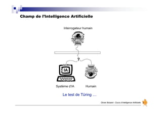 Champ de l’Intelligence Artificielle
Olivier Boisard - Cours d’Intelligence Artificielle
Le test de Türing …
 