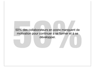 50%
50% des collaborateurs en poste manquent de
 motivation pour continuer à se former et à se
                 développer.
 