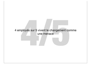 4/5
4 employés sur 5 vivent le changement comme
                 une menace
 