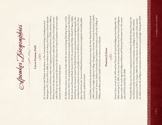 
6


Intelligence,
Policy,
and
Politics:
t
&
Speaker
Biographies
Louis
Fisher,
PhD
Dr.
Louis
Fisher
is
the
Scholar
in
Residence
at
T
e
Constitution
Project,
headquartered
in
Washington,
D.C.
From
1970
to
2006,
he
worked
at
the
Library
of
Congress
as
Senior
Special-
ist
in
Separation
of
Powers
within
the
Congressional
Research
Service
(CRS)
and
from
2006
to
2010
served
as
the
Specialist
in
Constitutional
Law
within
the
Law
Library.
During
his
service
with
CRS,
he
was
the
research
director
for
the
House
Iran-Contra
Committee
and
wrote
major
sections
of
the
Committee’s
f
nal
report.
Dr.
Fisher
has
written
over
twenty
books
with
the
most
recent
being
Defending
Congress
and
the
Constitution
(2011).
His
writing
has
garnered
numerous
accolades
including
the
Louis
Brownlow
Book
Award
and
Neustadt
Book
Award.
In
2011
he
received
the
Walter
Beach
Pi
Sigma
Alpha
Award
from
the
National
Capital
Area
Political
Science
Association
for
strengthening
the
rela-
tionship
between
political
science
and
public
service.
In
2012
he
received
the
Hubert
H.
Hum-
phrey
Award
from
the
American
Political
Science
Association
in
recognition
of
notable
public
service
by
a
political
scientist.
Louis
Fisher
received
his
doctorate
in
political
science
from
the
New
School
for
Social
Research
(1967)
and
has
taught
at
Queens
College,
Georgetown
University,
American
University,
Catholic
University
of
America,
Indiana
University,
Johns
Hopkins
University
as
well
as
the
College
of
William
and
Mary
and
the
Catholic
University
of
America
Law
Schools.
Porter
J
Goss
Porter
J.
Goss
served
as
the
19th
and
last
Director
of
Central
Intelligence
from
September
24,
2004
until
April
21,
2005.
At
that
time,
he
became
the
f
rst
Director
of
the
Central
Intelligence
Agency
under
the
newly
signed
Intelligence
Reform
and
Terrorism
Prevention
Act.
He
contin-
ued
as
D/CIA
until
May
26,
2006.
Previously,
Mr.
Goss
served
as
the
Congressman
from
Southwest
Florida
for
almost
16
years.
He
was
Chairman
of
the
House
Permanent
Select
Committee
on
Intelligence
from
1997
until
his
nomination
as
DCI
in
August
2004.
He
served
for
almost
a
decade
as
a
member
of
the
commit-
tee
which
oversees
the
intelligence
community
and
authorizes
its
annual
budget.
During
the
107th
 