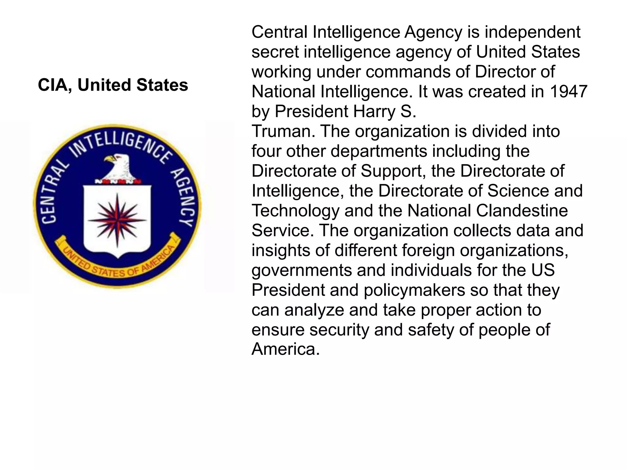 Intelligence agencys | PPTX