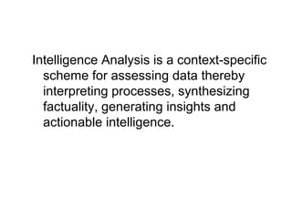 Intelligence Analysis & Deliverables | PPT