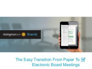 The Easy Transition From Paper To
Electronic Board Meetings
Boards
 