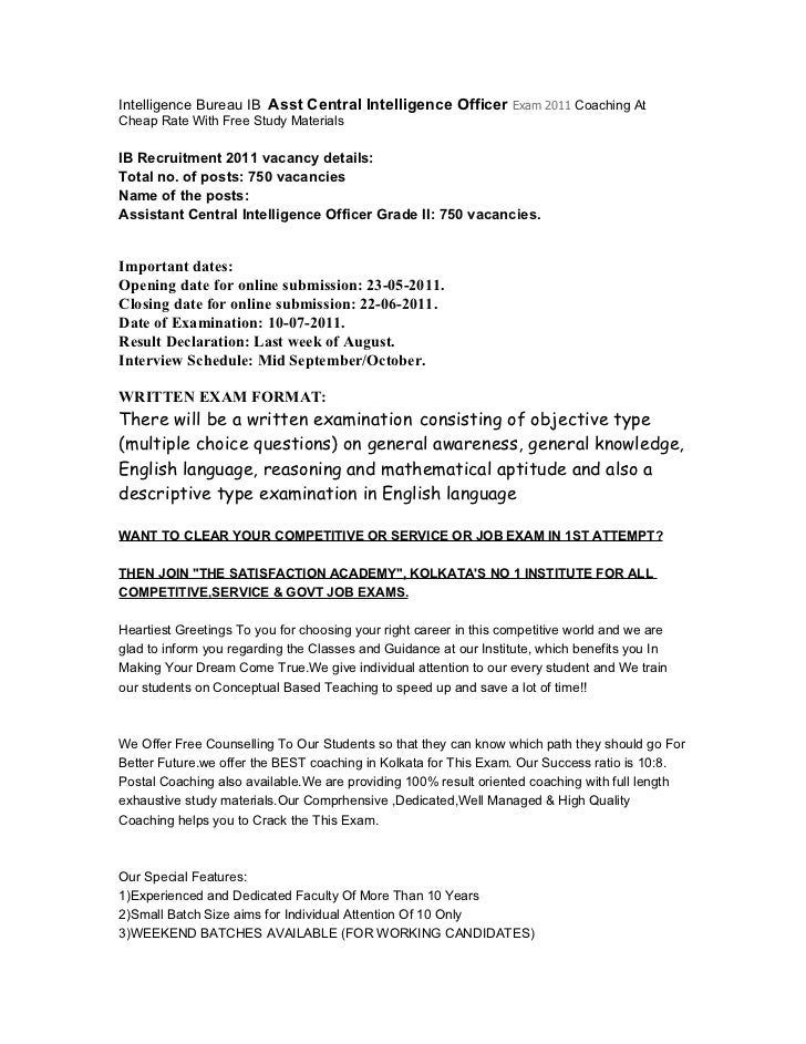 Intelligence Bureau Ib Asst Central Intelligence Officer Exam 2011 T