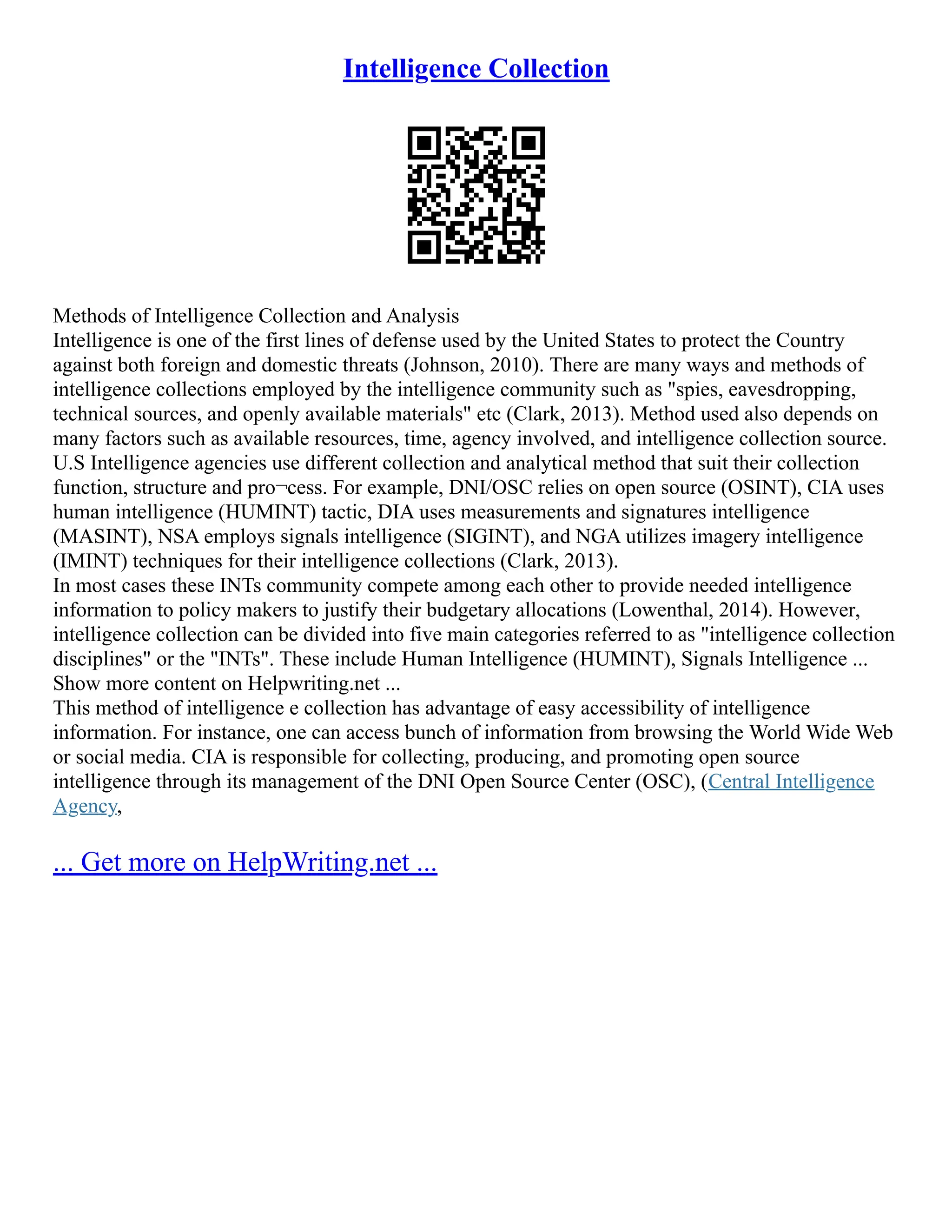 Intelligence Collection | PDF