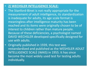 Intelligence Tests | PPTX