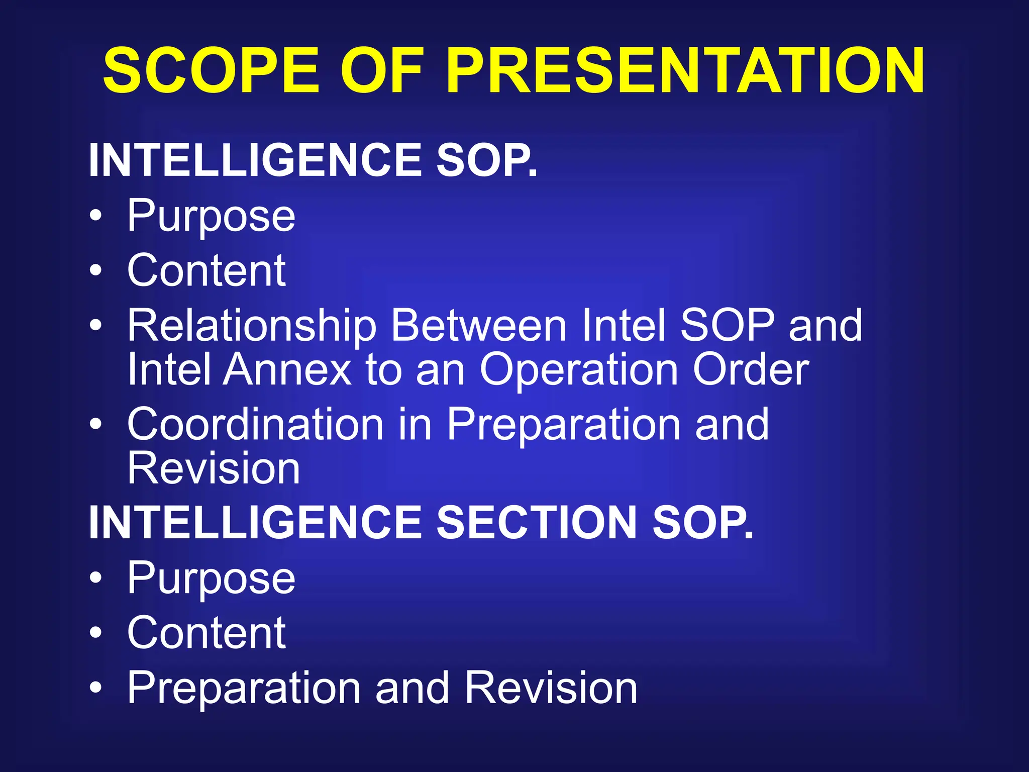 INTELLIGENCE Special operations procedures | PPT